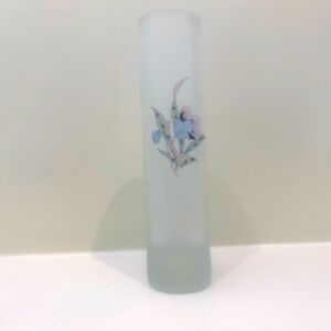 Vintage J Goebel Frosted Glass Cylinder Vase 8”
